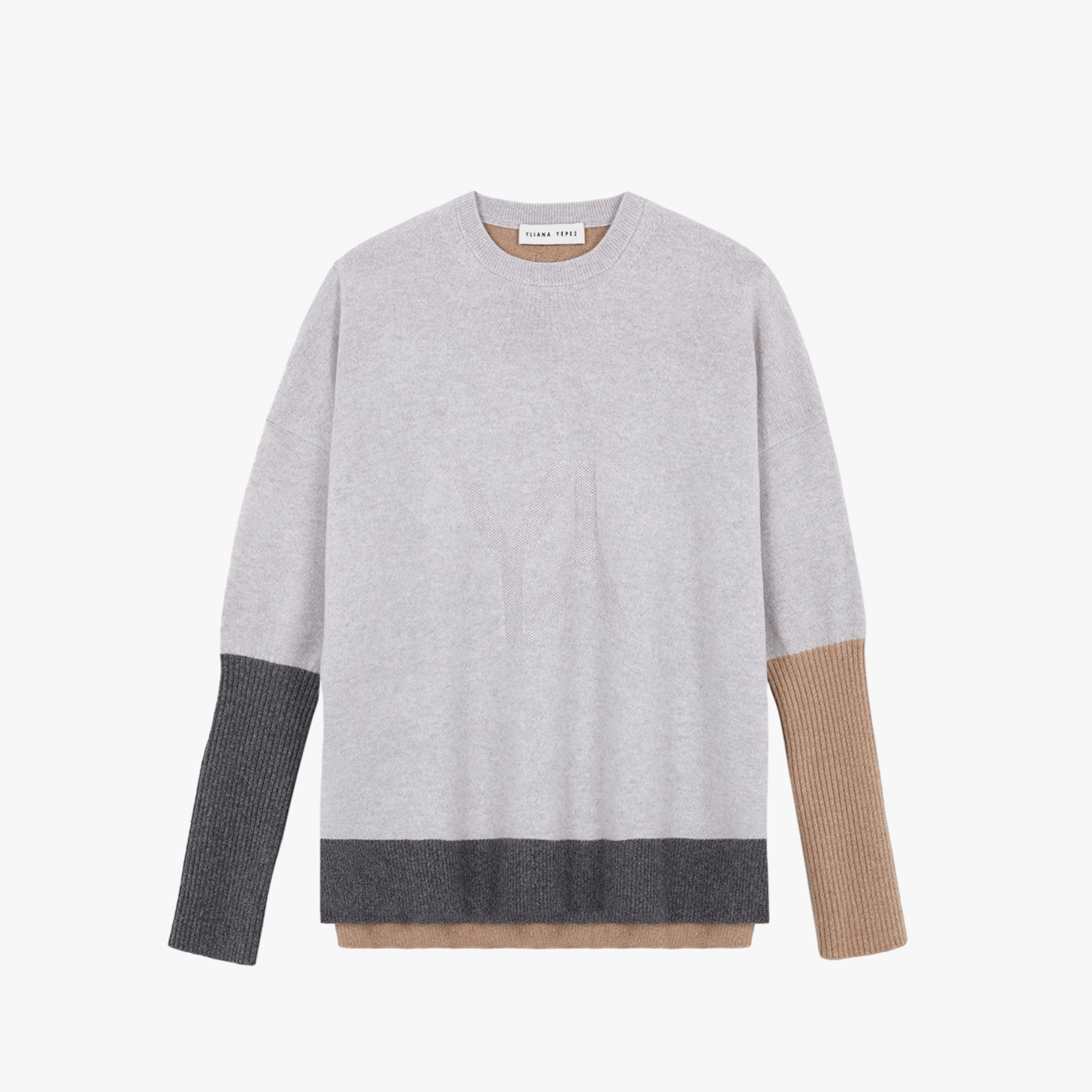 Boxy Sweater With YY Logo Light Grey made by YLIANA YEPEZ