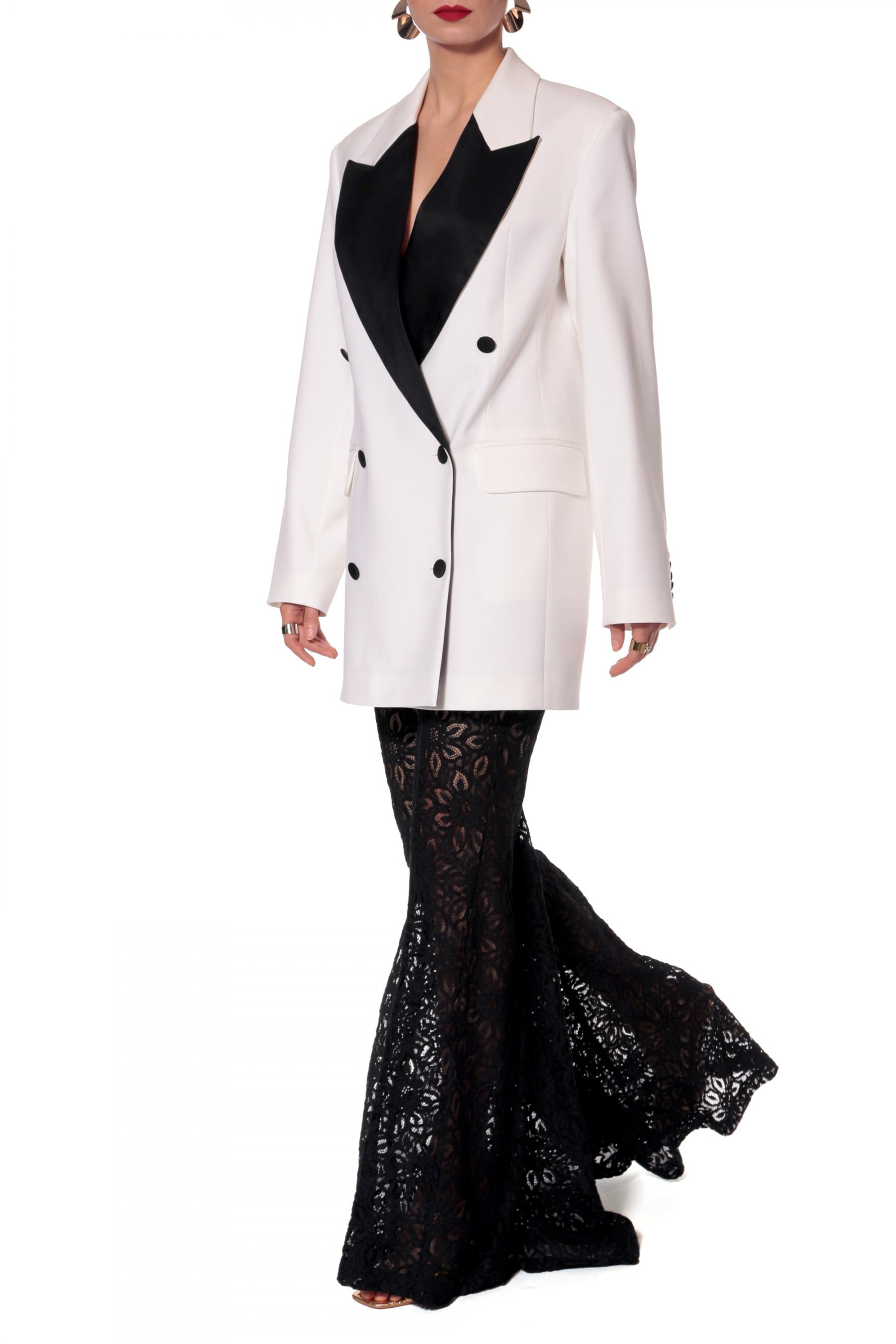 Blazer Dress Morgana Black And White made by HALEWSKI