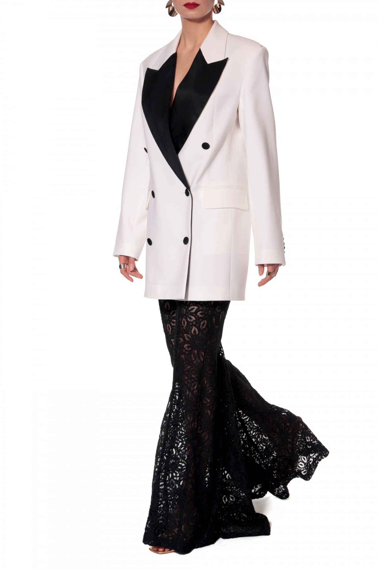 Blazer Dress Morgana Black And White made by HALEWSKI