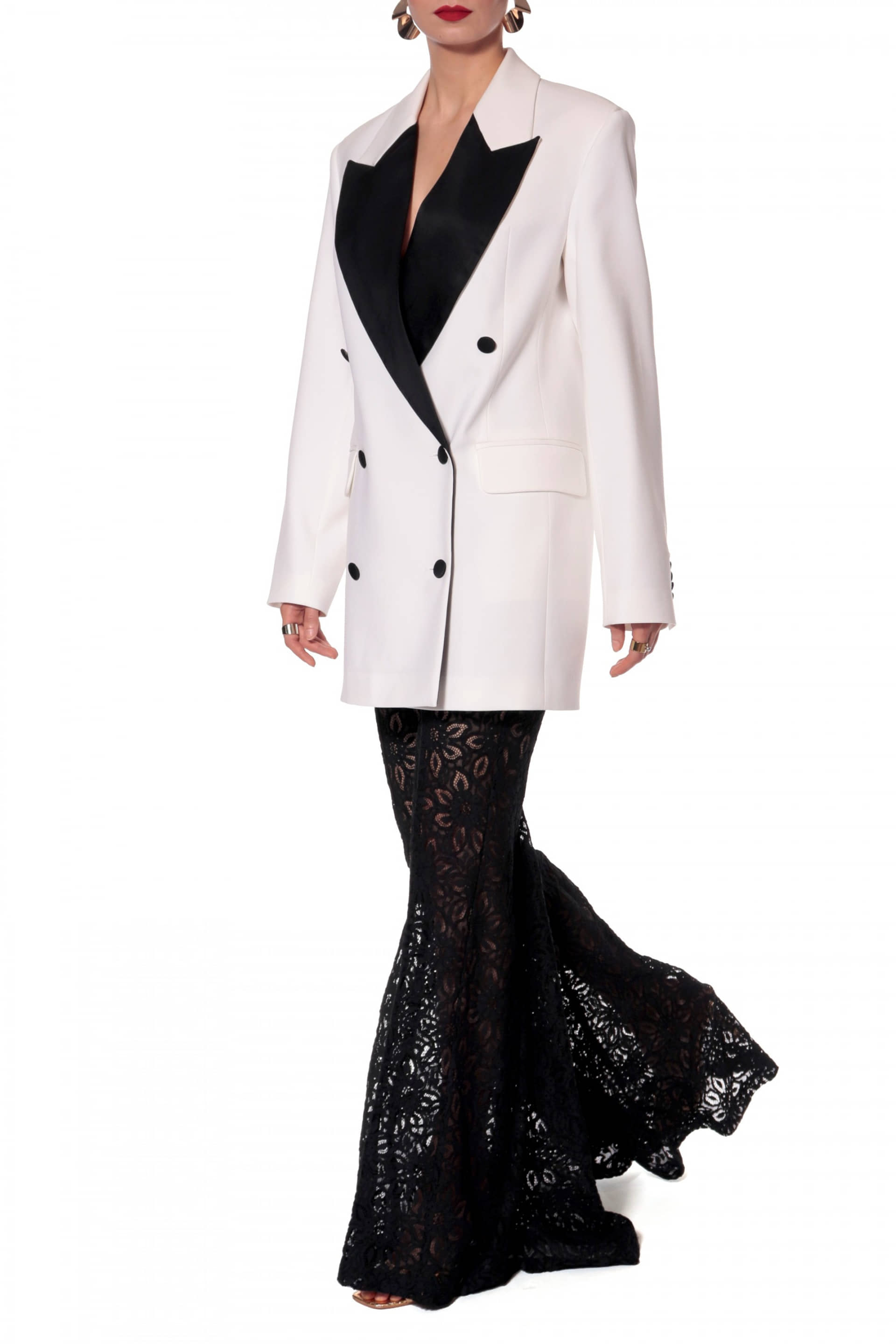 Blazer Dress Morgana Black And White made by HALEWSKI