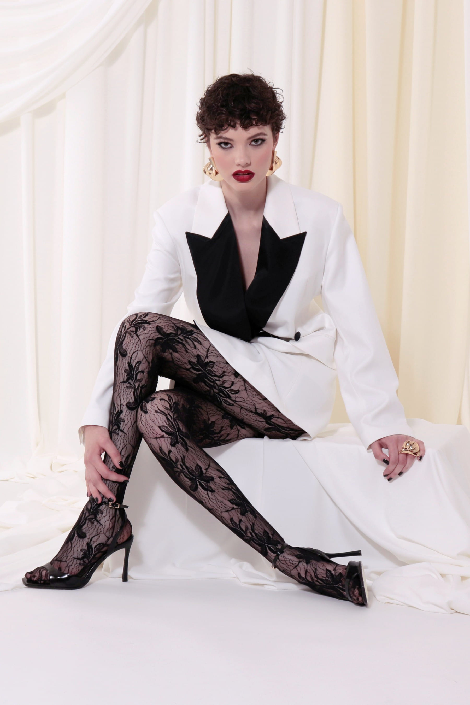 Blazer Dress Morgana Black And White made by HALEWSKI