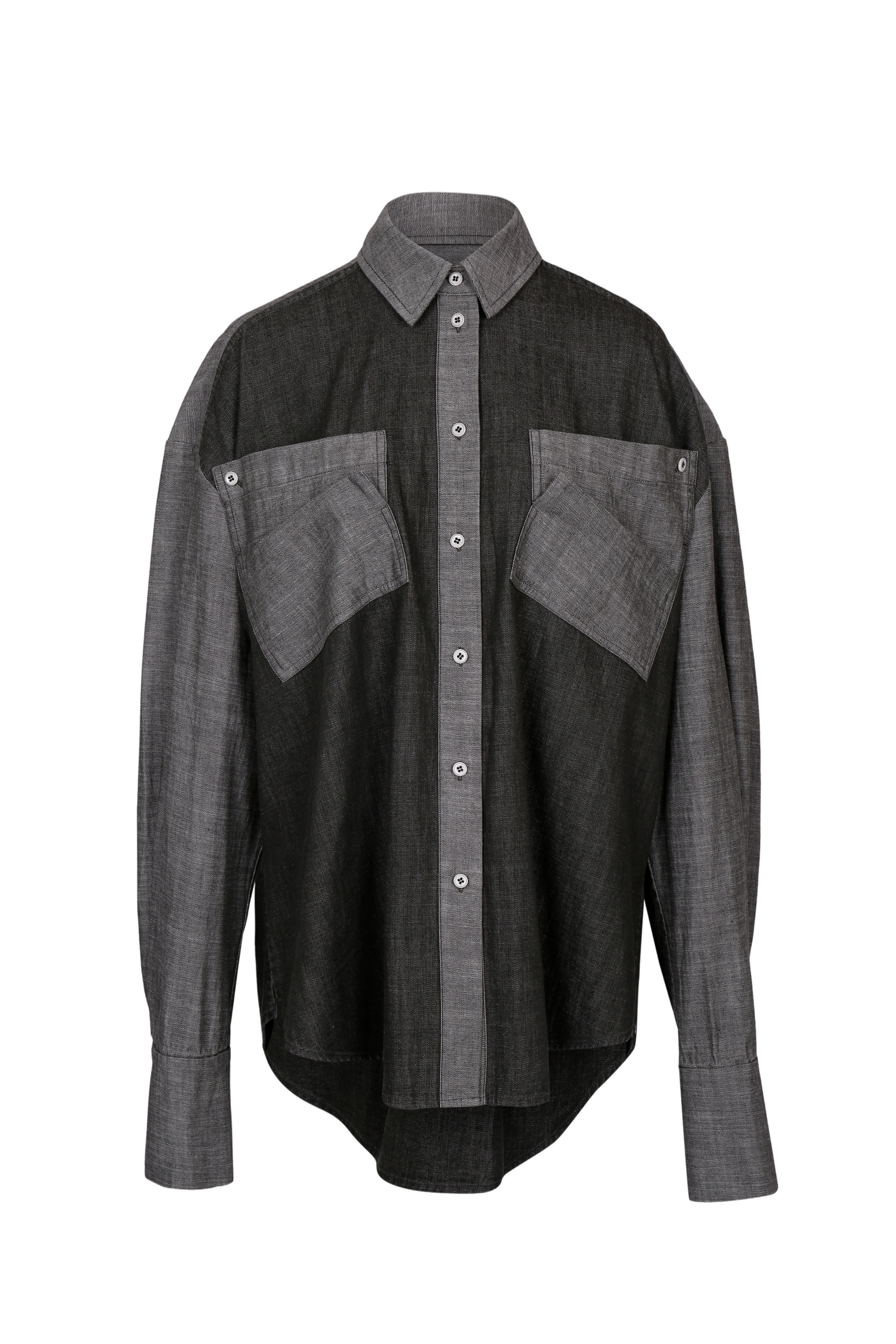 TWO-TONE OVERSIZE DENIM SHIRT made by YIBRI