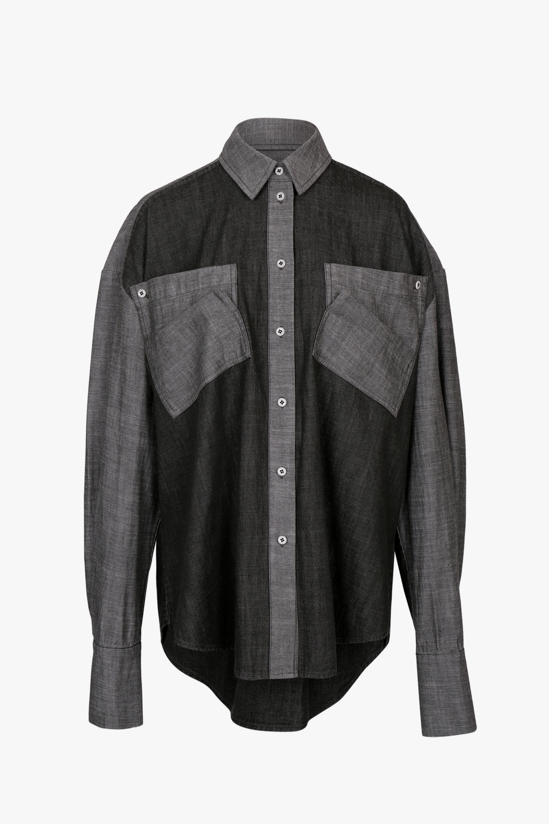 TWO-TONE OVERSIZE DENIM SHIRT made by YIBRI