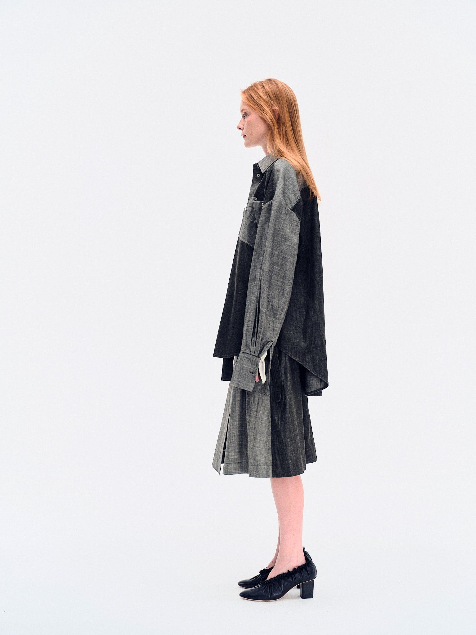 TWO-TONE OVERSIZE DENIM SHIRT made by YIBRI