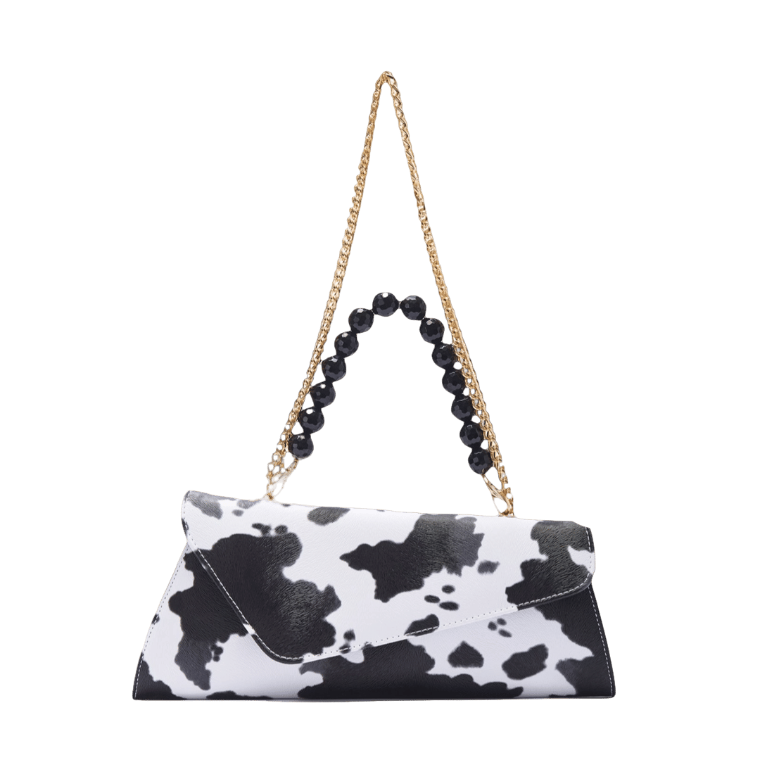 Ghalia - Black Cow Print- Clutch made by ALIEL