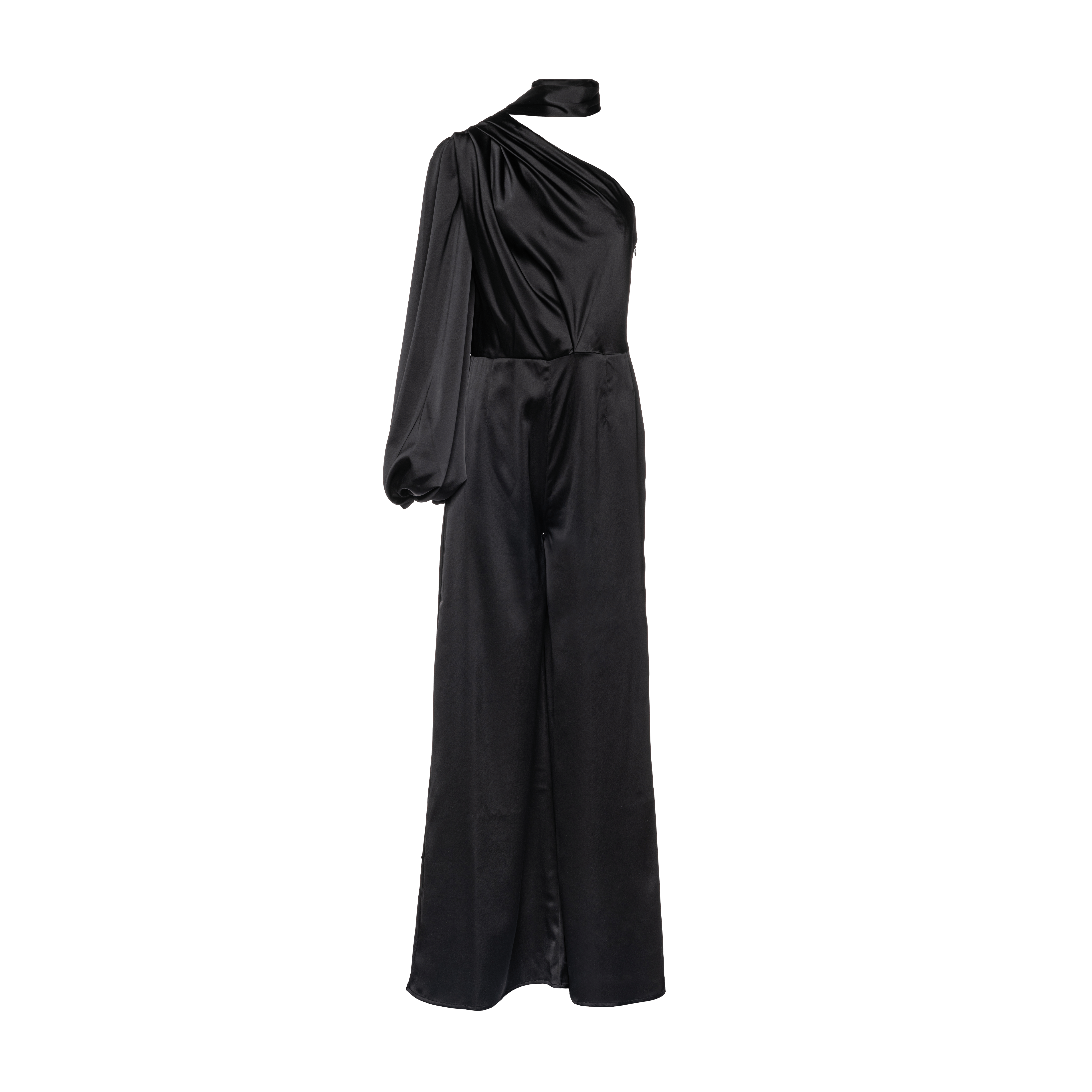 Amalia One Sleeve Satin Jumpsuit made by Vasiliki