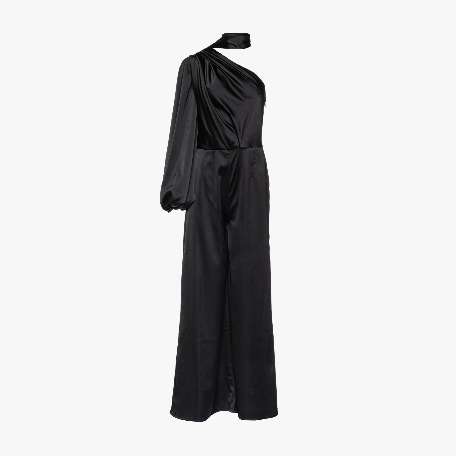 Amalia One Sleeve Satin Jumpsuit made by Vasiliki