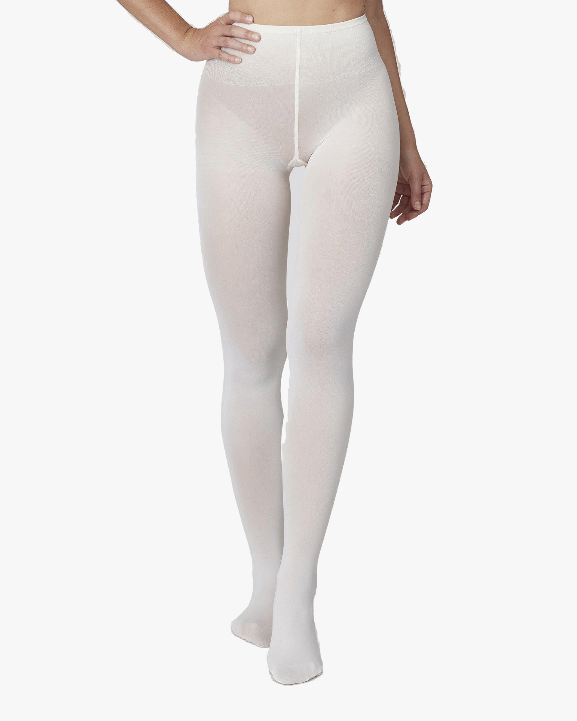 Olivia Premium Tights in White made by Swedish Stockings