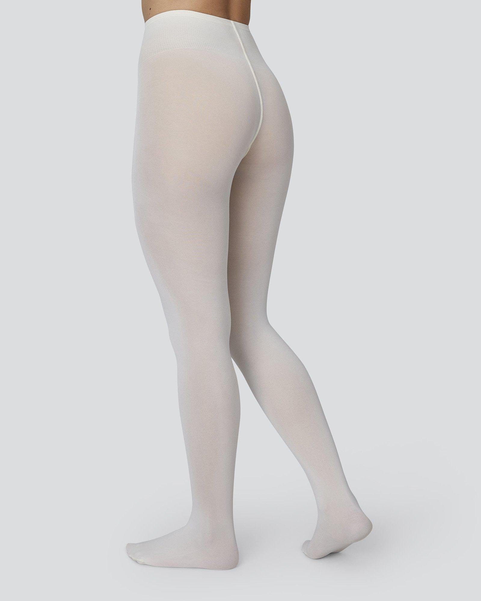Olivia Premium Tights in White made by Swedish Stockings