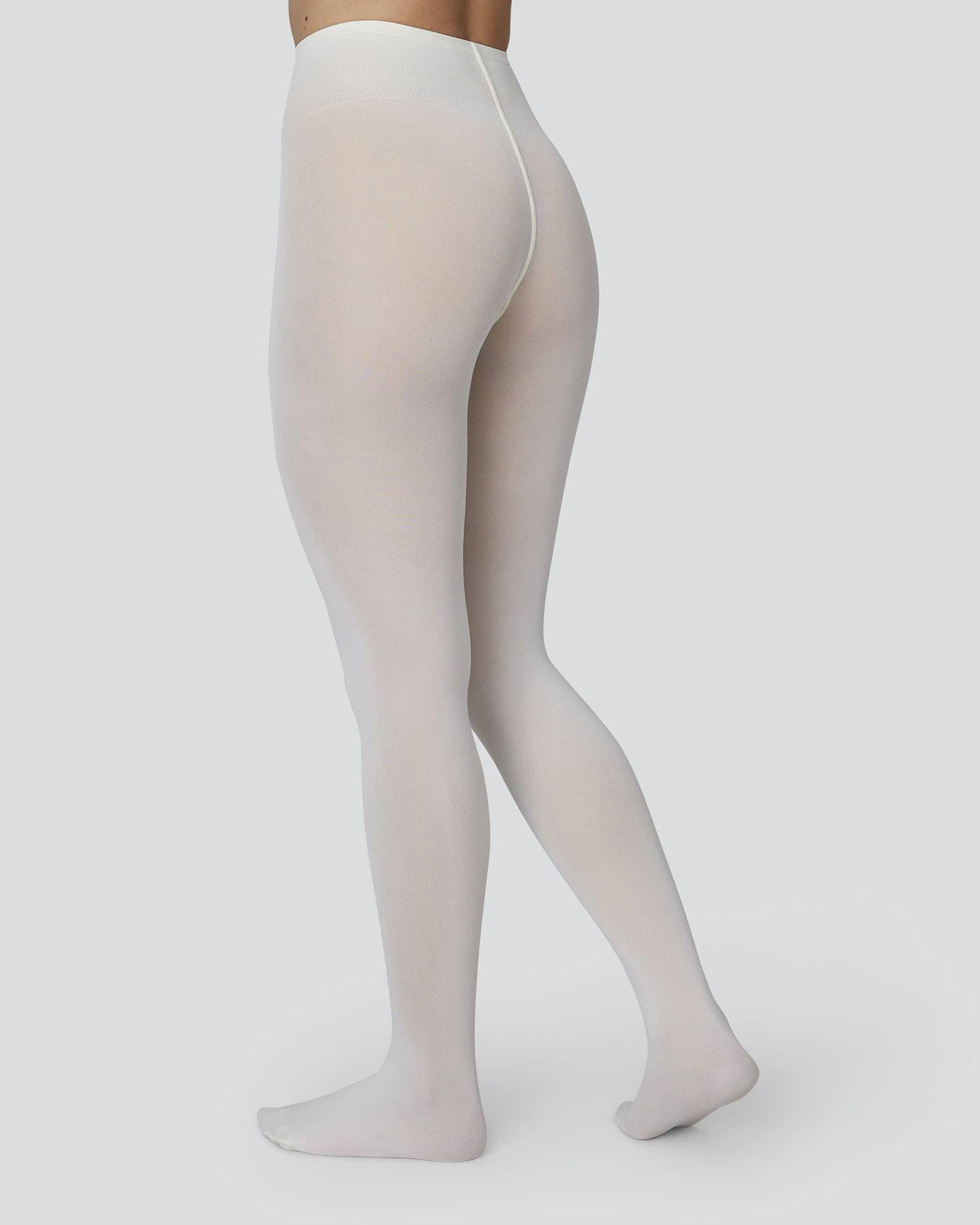 Olivia Premium Tights in White made by Swedish Stockings