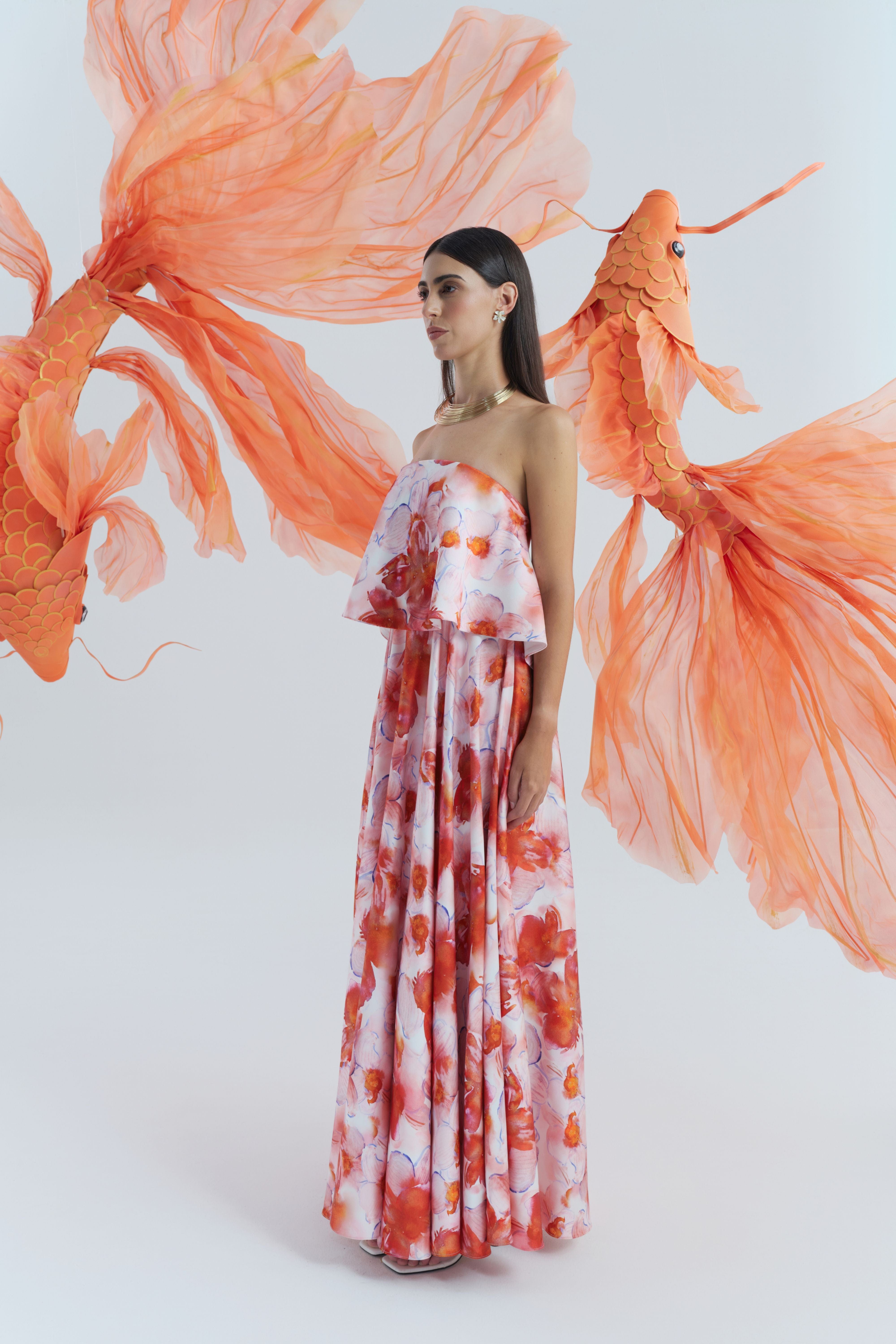 Adrift Strapless Dress made by JUSTIN TONG