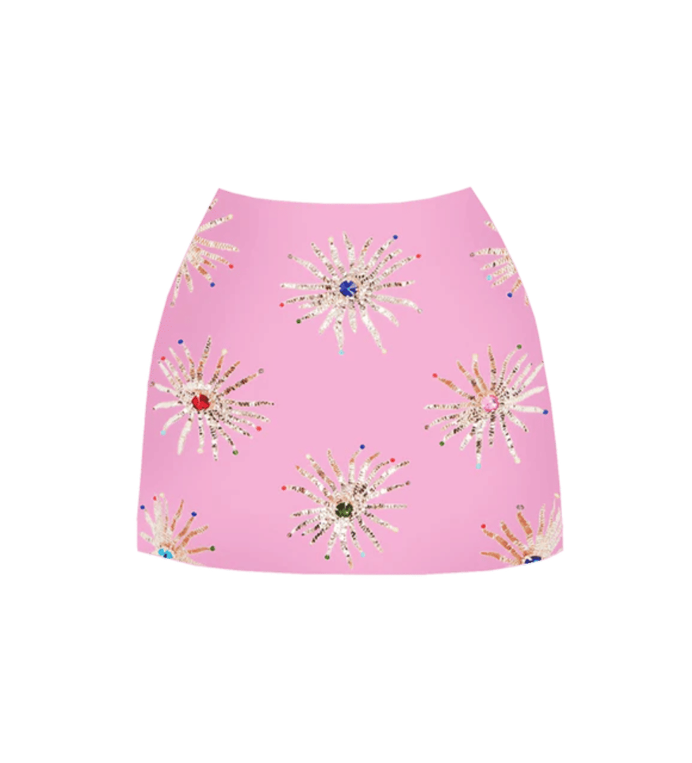 Callie Co-ord Luxe Mini Skirt Pink in Pink made by Oceanus Swimwear