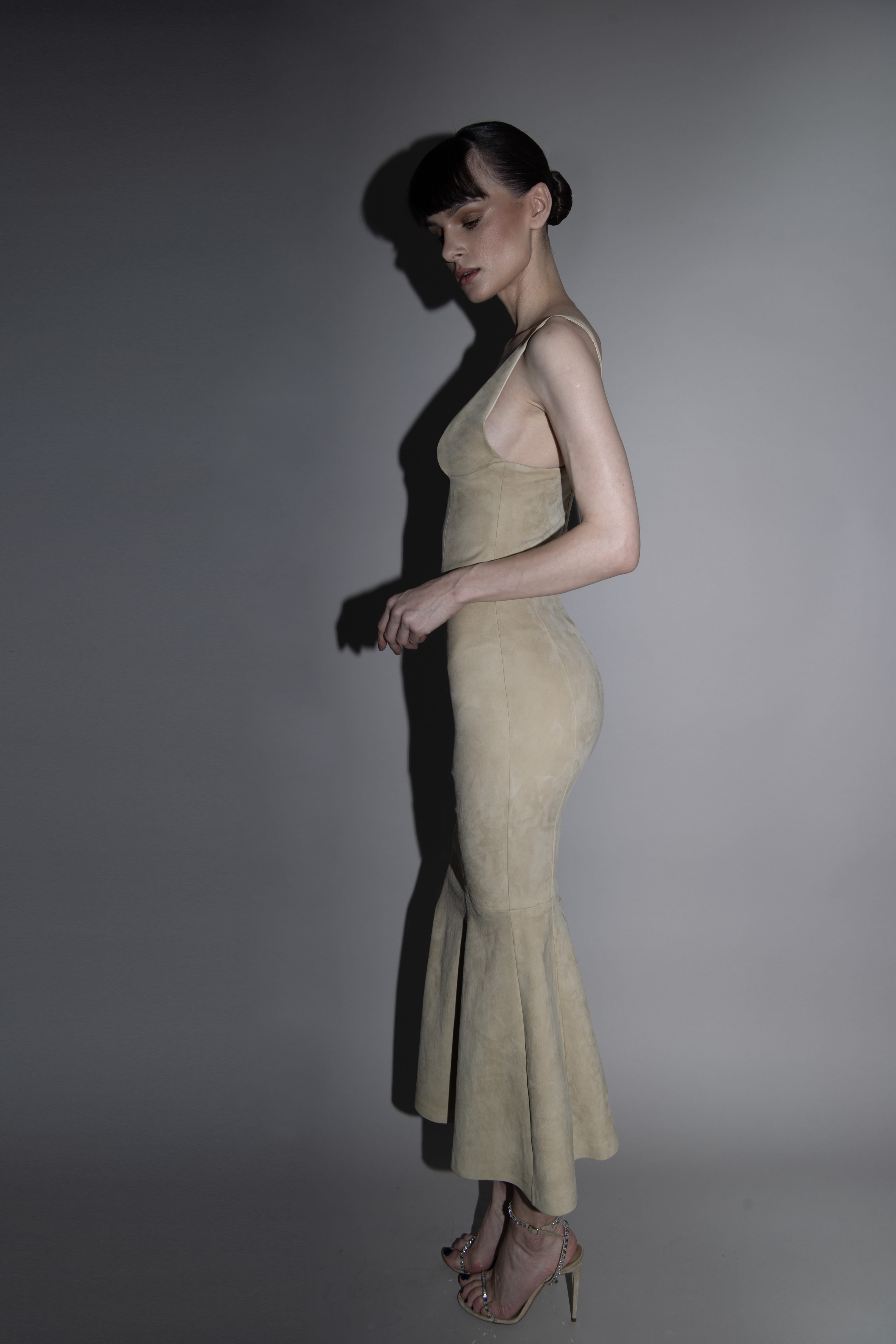 SUEDE MIDI DRESS in Beige made by Vestiaire d'un Oiseau Libre