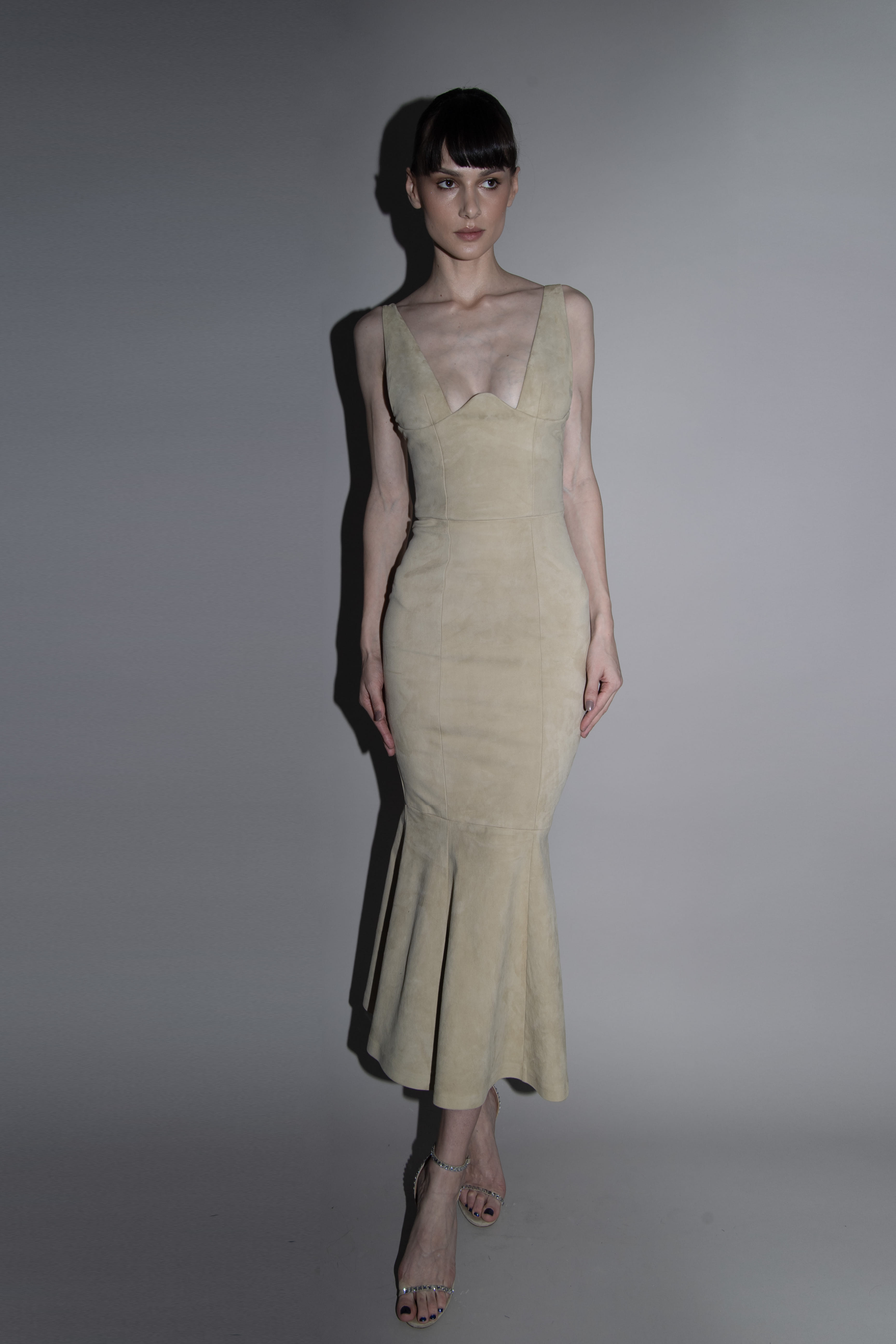 SUEDE MIDI DRESS in Beige made by Vestiaire d'un Oiseau Libre
