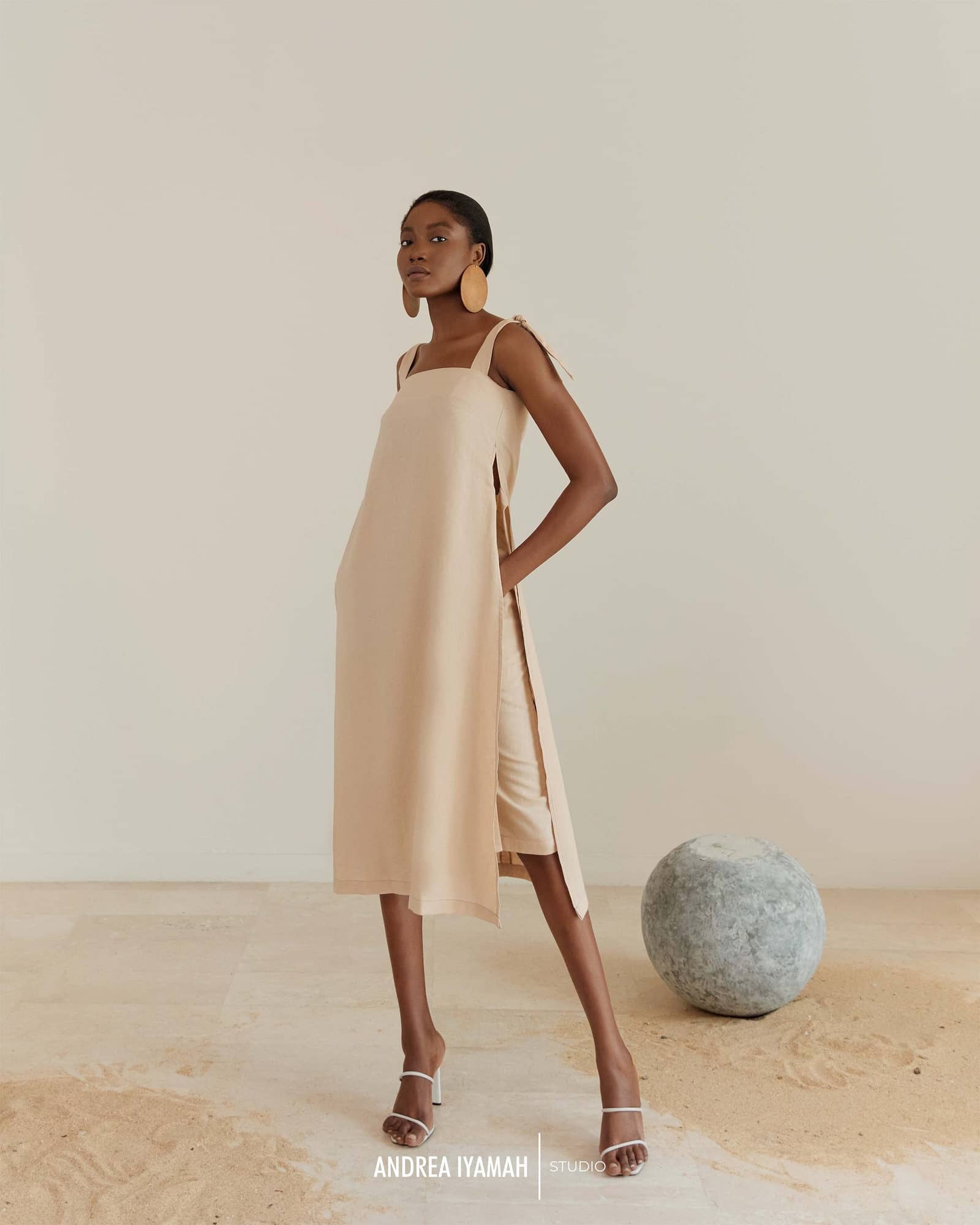 Afo Cream Shirt Dress made by Andrea Iyamah