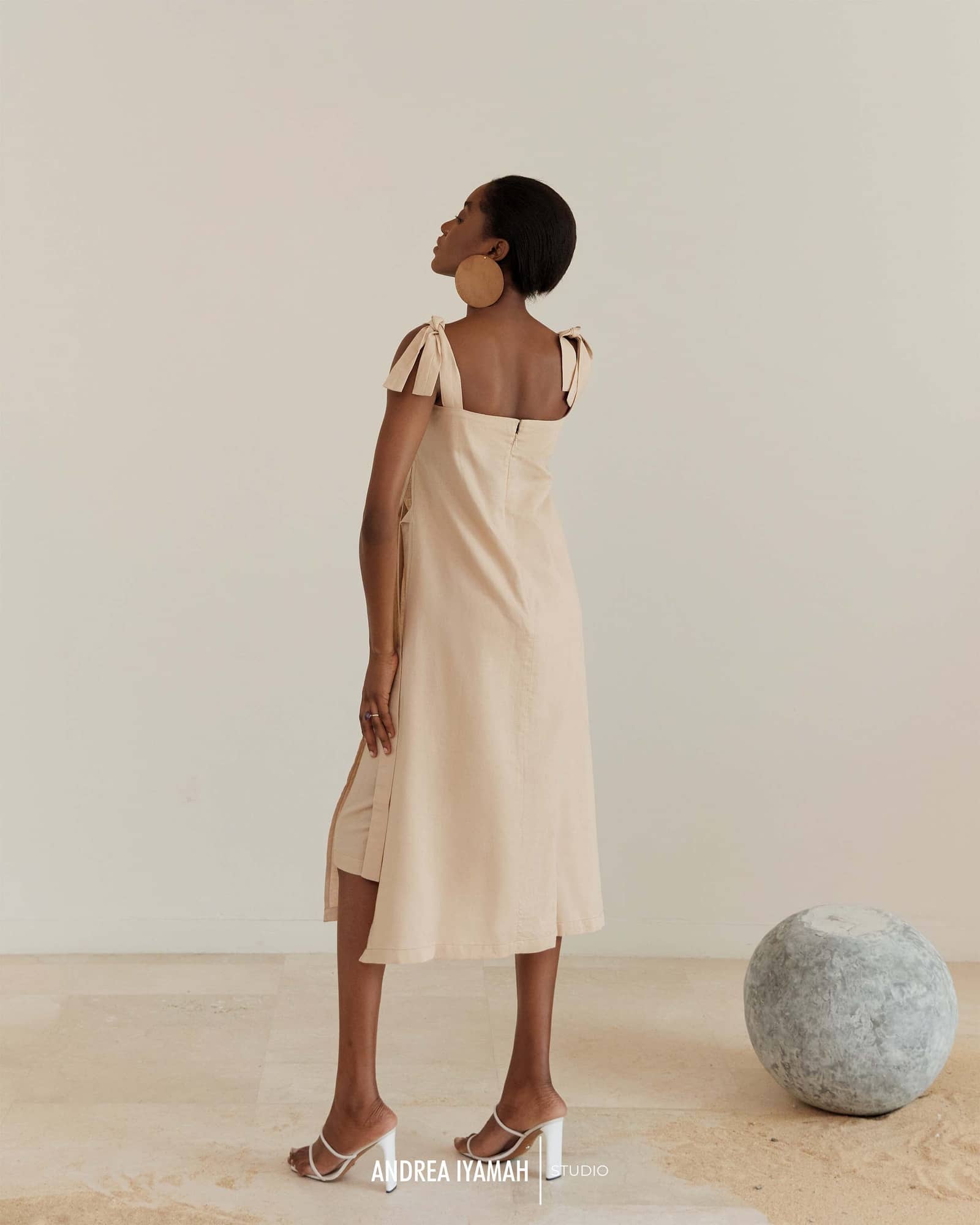 Afo Cream Shirt Dress made by Andrea Iyamah