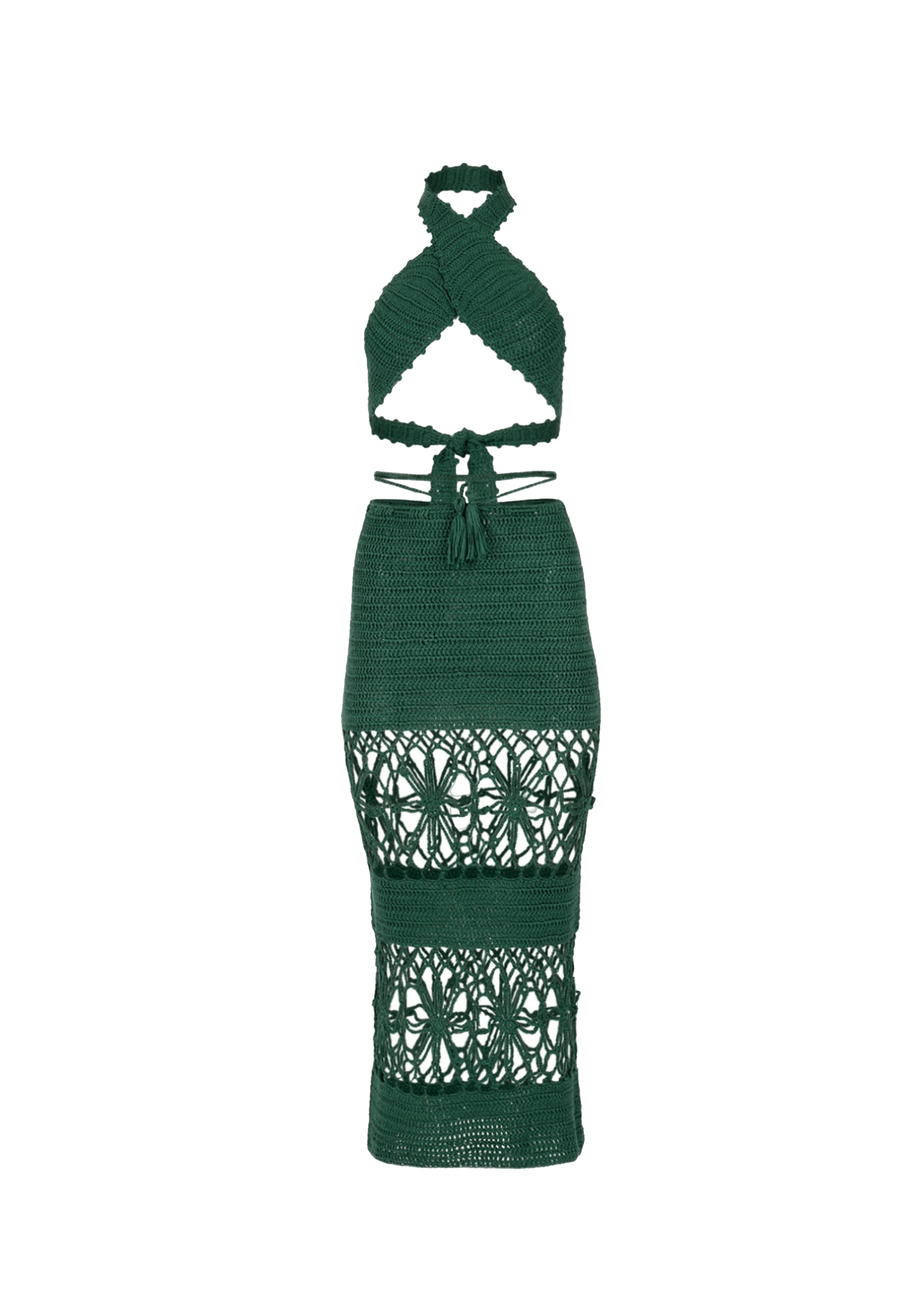 Amaya Crochet Two Piece Set in Emerald made by Decolet The Label