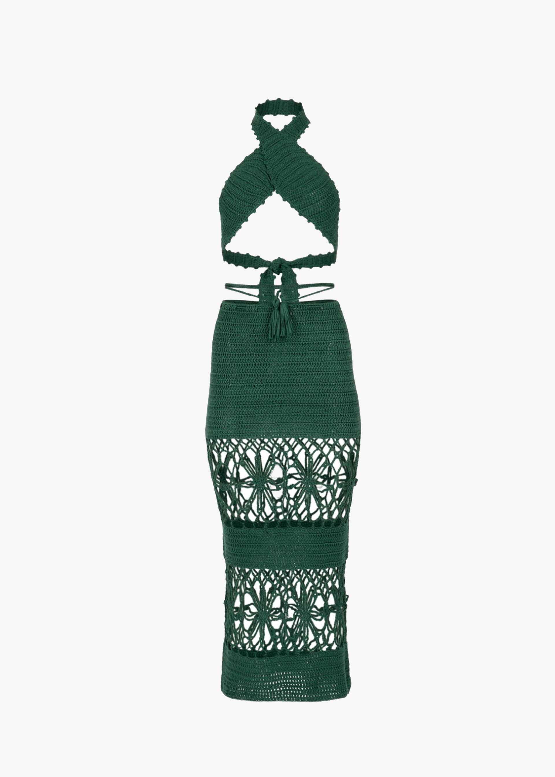 Amaya Crochet Two Piece Set in Emerald made by Decolet The Label